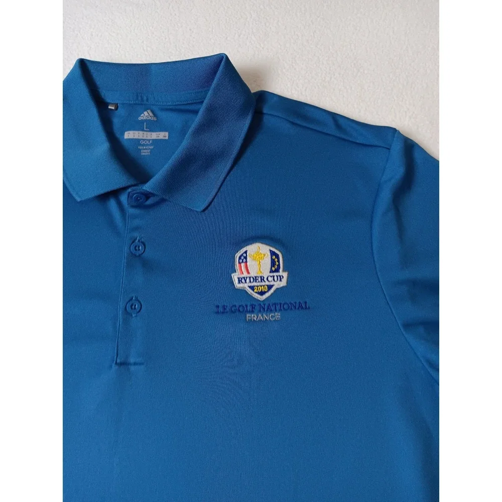 Adidas Golf Mens 2018 Ryder Cup Le Golf National France Polo Shirt Blue Large